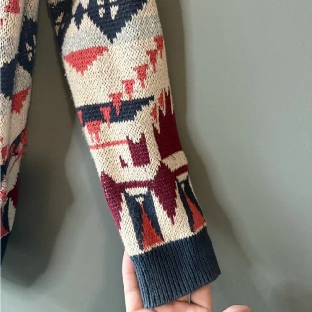 Divided size XS Southwestern Tribal Bohemian Open front Cardigan, 100% Cotton - Picture 4 of 7